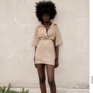 Cut-Out Mini Dress in Tan